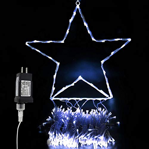 Christmas Star String Lights 317 LED  Waterproof String Lights with Star Topper, 8 Lighting Modes Waterfall Lights for Tree Decor