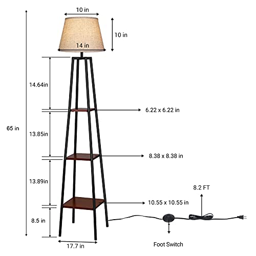 65" Farmhouse Floor Lamp w/ 3 Tiers Shelves