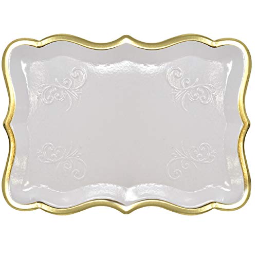 10 Rectangle Trays with Gold Rim Border for Elegant Dessert Table Serving