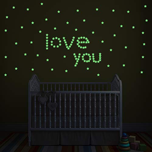 100 Pcs Glow in The Dark Luminous Stars Fluorescent Noctilucent Plastic Wall Stickers