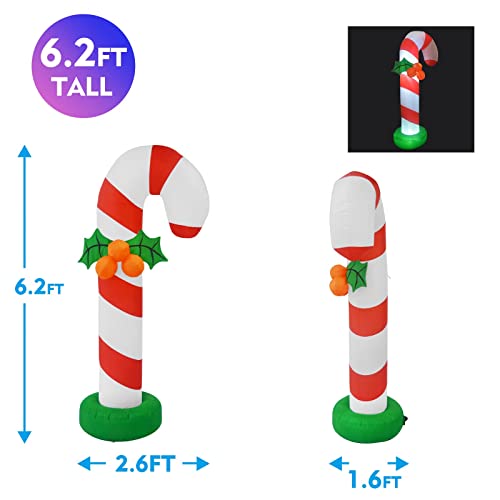 6 FT  Christmas Inflatables Candy Cane w/ LEDs