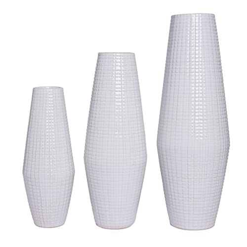 Set of 3 Ceramic Vase -Tall 12 Inch Medium 10 Inch Short 8 Inch High