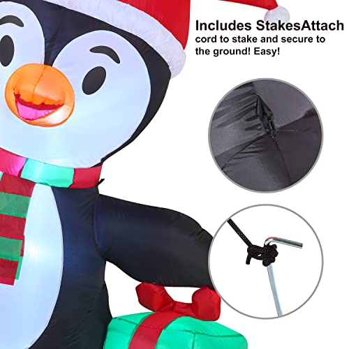 6 FT Inflatable Funny Penguin w/ Build-in LEDs Christmas Decoration