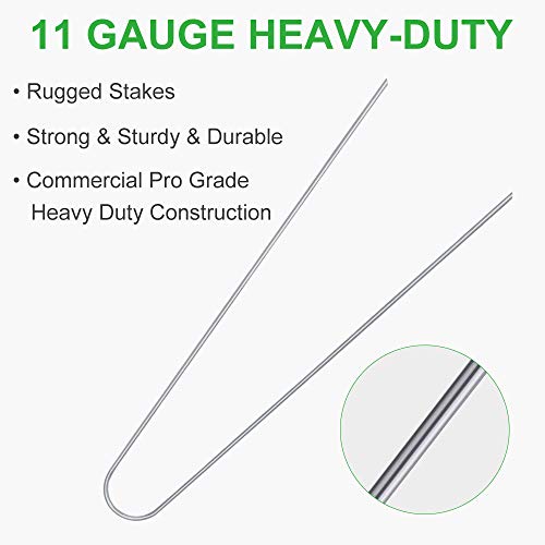 100 Packs Heavy Duty 11 Gauge Galvanized Steel Garden Stakes Staples