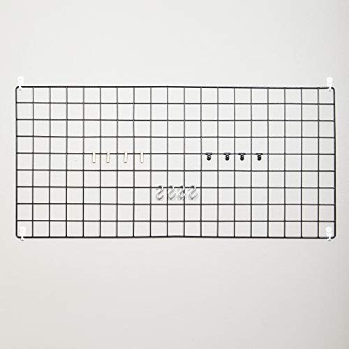 Wire Hanging Wall Grid - Black - Home Decoration - Office Storage & Organizer w/ Bonus Clips