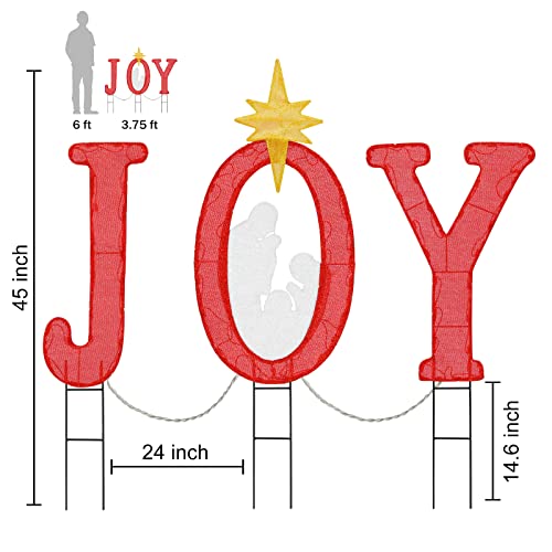 45'' Tall Pre-Lit Christmas Joy Nativity Yard Sign Decoration