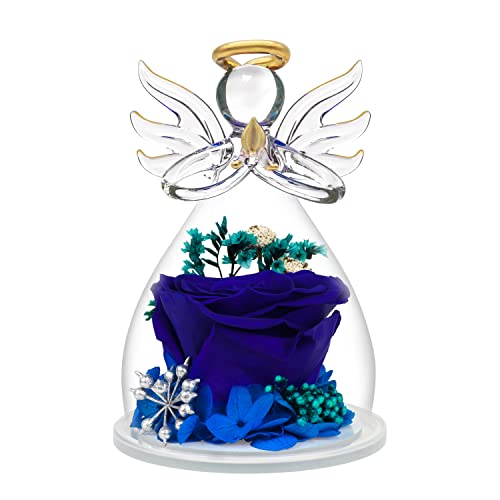 Rose Flower in Glass Angel Figurines,for Valentines/Mothers Day Gift