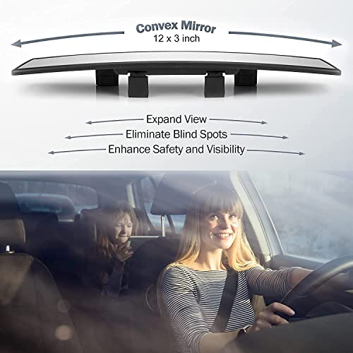 Universal 12 Inch Interior Clip On Panoramic Rearview Mirror