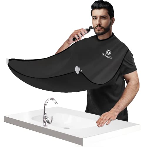 Beard Trimming Bib Beard Clippings Catcher for Shaving, Adjustable Neck Straps with 4 Strong Suction Cups