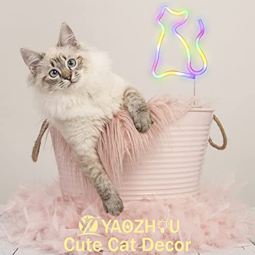 LED Cat Neon Lights for Wall Decor,Battery or USB Operated