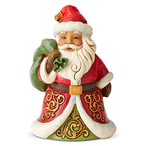 Jim Shore Heartwood Creek Santa with Bag Pint-Size Figurine, 5.12 Inch, Multicolor