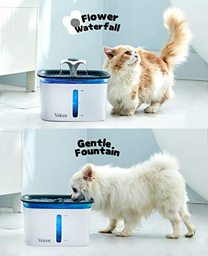 95oz/2.8L Automatic Pet Water Fountain w/ Smart Pump, 2 Replacement Filters for Cats, Dogs