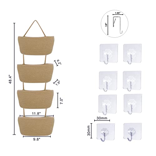 4 Tieer Over the Door Hanging Storage Basket