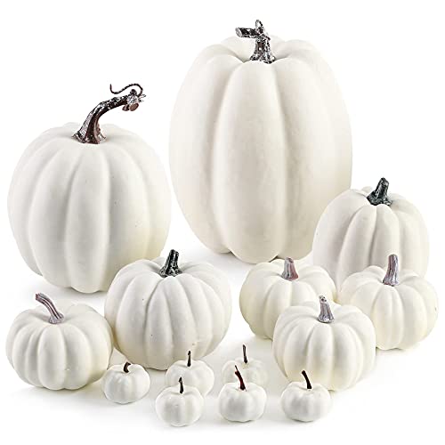 12P-16 PCS Artificial Pumpkins for Fall Halloween Thanksgiving Home Decoration