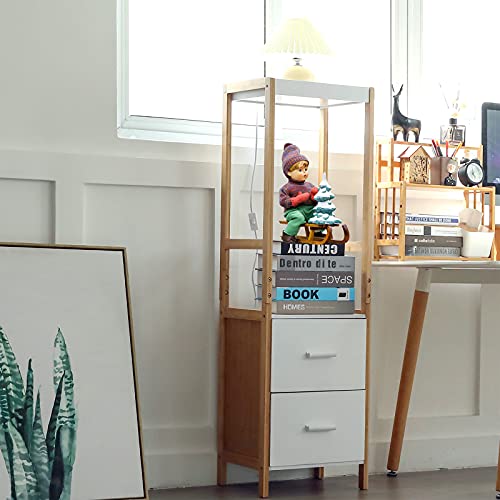 Bamboo Three Layer Storage Cabinet w/ Two Drawer