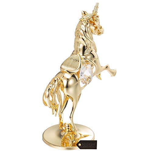 24K Gold Plated Unicorn Ornament w/ Crystals Home Decoration