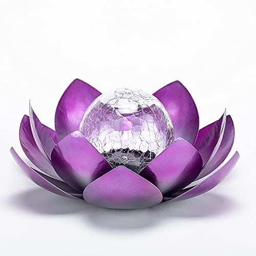 Lotus Solar Light  Garden Decor ,Waterproof LED Crackle Globe Glass Flower Light