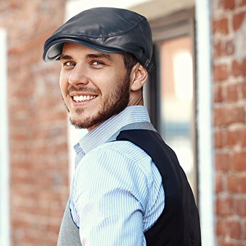 3 Pieces Pu Leather Hats for Men