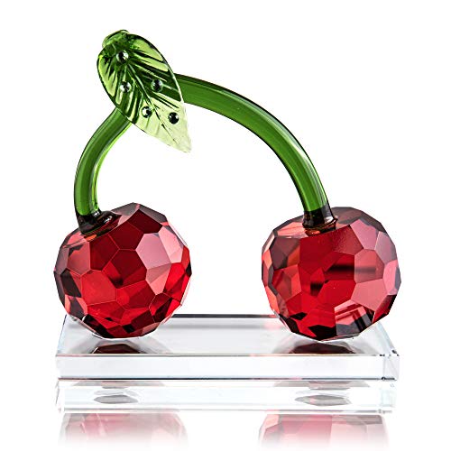 Crystal Red Cherry Figurine Collectible Decoration