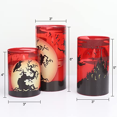 Halloween Flameless Flickering LED Candles with 6-Hour Timer