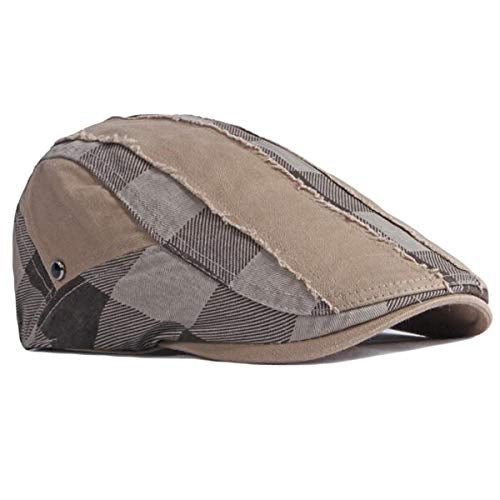 2 Pack Men's Cotton Flat Cap Ivy Gatsby Newsboy Hat (M)