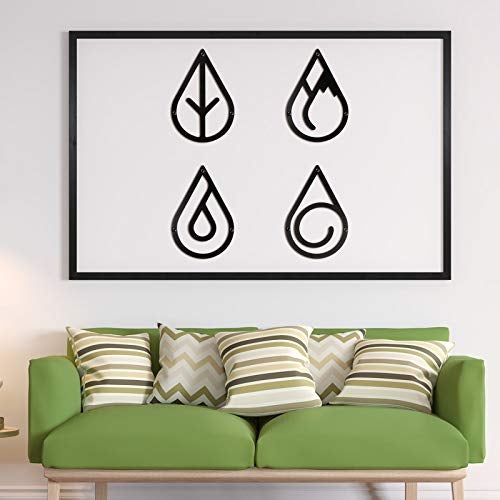 Four Elements Metal Wall Art- Black for Home Decoration