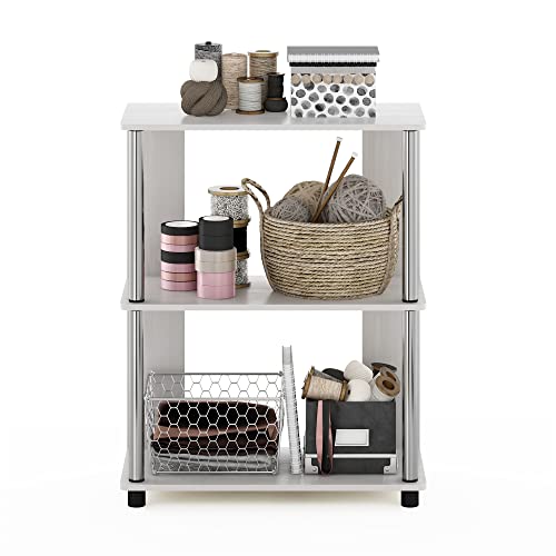 3-Tier Bookcase/Bookshelf/Display Rack w/ Stainless Steel Tubes