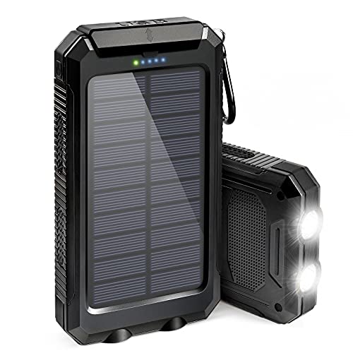 20000mAh Solar Power Bank Charger  2 Led Flashlight & 2 USB Output Ports-Black