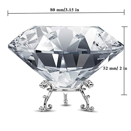 Large Crystal Diamond Paperweight w/ Stand Jewels Decoration 3.5 inch