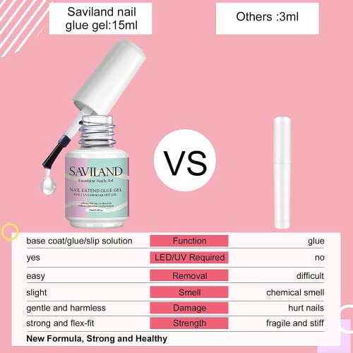Nail Tips & Glue Gel Kit - 4-In-1 Nail Glue Gel, 500pcs  Cover Nail Tips w/ Mini UV/LED Nail Lamp