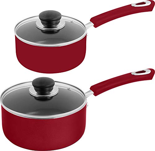 Nonstick Saucepan Set - 1 Quart and 2 Quart - Glass Lid - Multipurpose Use