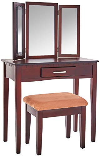 2 Piece Home Furnishing Stool Set & Vanity Mirror