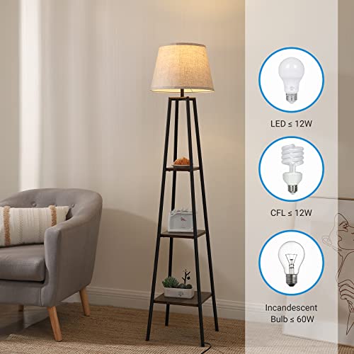65" Farmhouse Floor Lamp w/ 3 Tiers Shelves