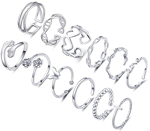 12PCS Adjustable Knuckle Rings for Women