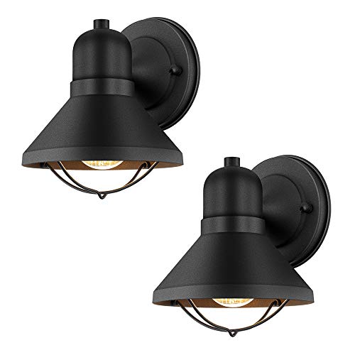 2-Pack Outdoor  Wall Sconce in Powder Coated Finish (Black)