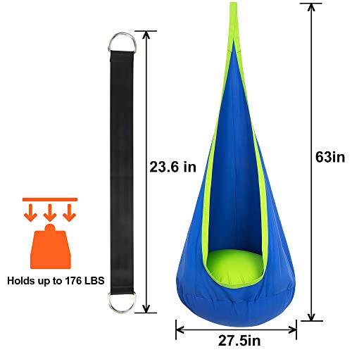 Hanging Hammock Chair with Inflatable Pillow- Max 176 LBs