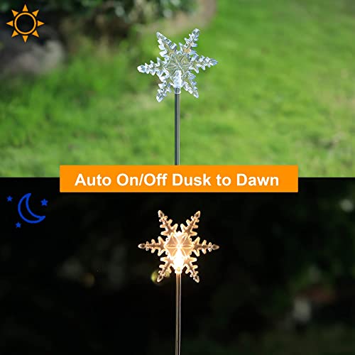 4 Pack Solar Christmas Snowflakes Garden Stake Lights Decoration