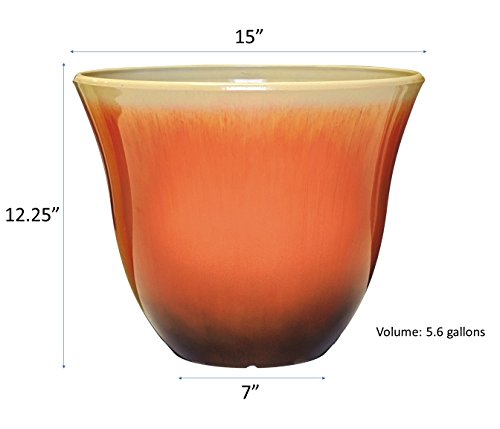 Honeysuckle Planter, Patio Pot, 15" Tequila Sunrise