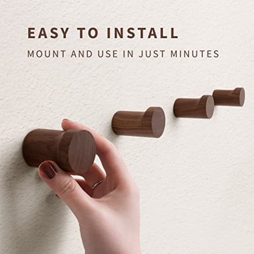 Natural Wooden Wall Hooks - Pack of 4