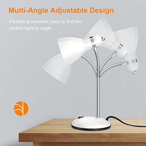 Eye Caring Metal Desk Lamp, Adjustable Goose Neck