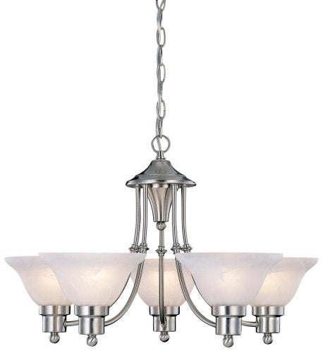 Bristol 5 Light Chandelier, 24"x15", Satin Nickel