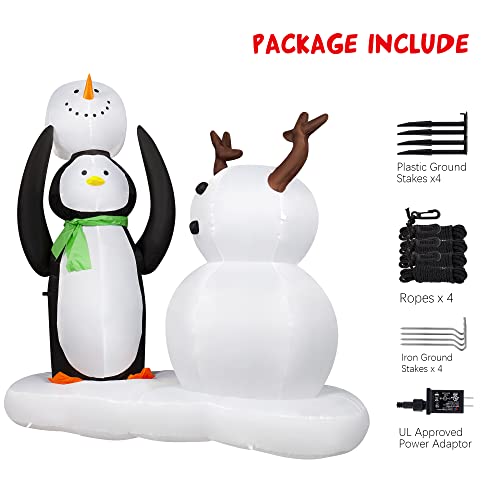 7 FT Christmas Inflatable Penguins with Snowman