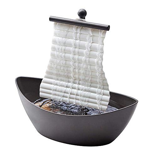 Tabletop Fountain, Ambient LED Lighting & Natural Waterfall Sounds for Decoration