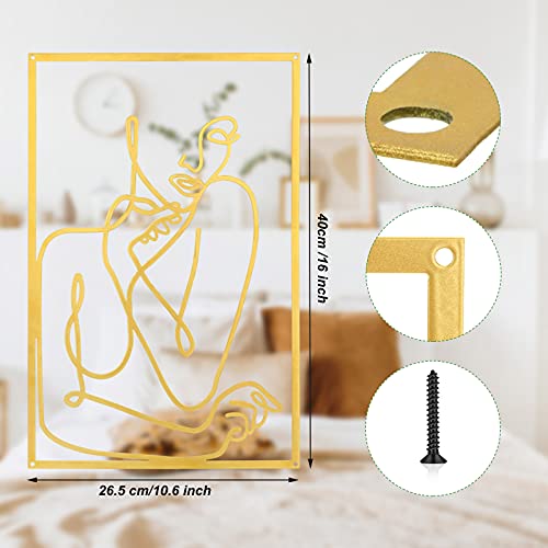 Metal Gold Female Wall Decoration 16 x 10.6 inch Modern Abstract