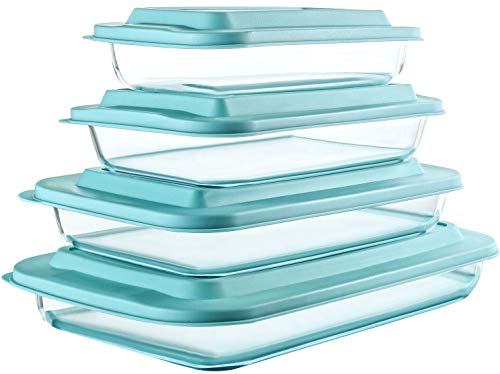 8-Piece Deep Glass Baking Dish Set w/ Plastic Lids
