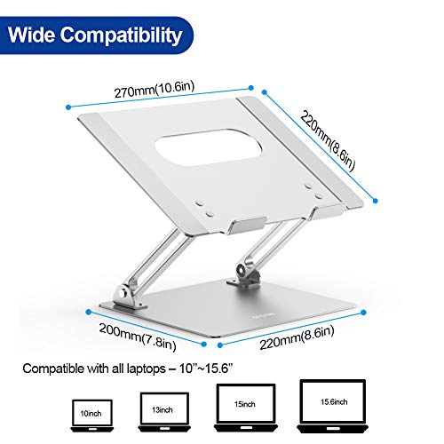 Ergonomic Aluminum Laptop Stand Compatible w/ 10-15.6" Laptops