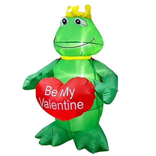 4 Ft LED Light Up Inflatable Valentine's Day Frog Prince Decoration Be My Valentine