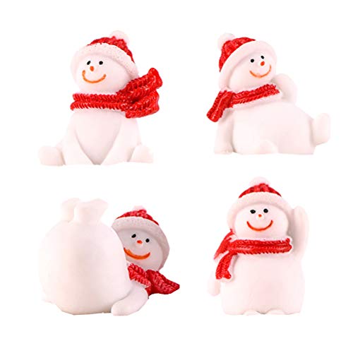 4pcs Miniatures Christmas Snowman Figurines Ornaments