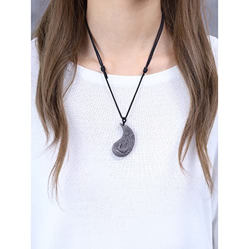 Obsidian Dragon & Phoenix Yin Yang Pendant Necklaces for Couples