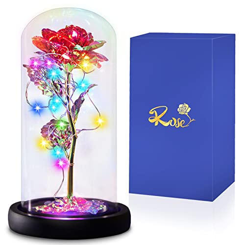 I Love You Mom Galaxy Roses Gifts in Glass Dome for Mothers Day/Birthday